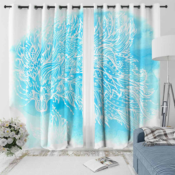 Watercolour Sea Dragon Curtain Set-Watercolour Sea Dragon-Little Squiffy