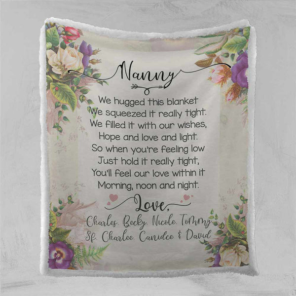 Personalised Plush Sherpa Blankets 75x100cm / We/Our We Hugged This Personalised Blanket - Floral