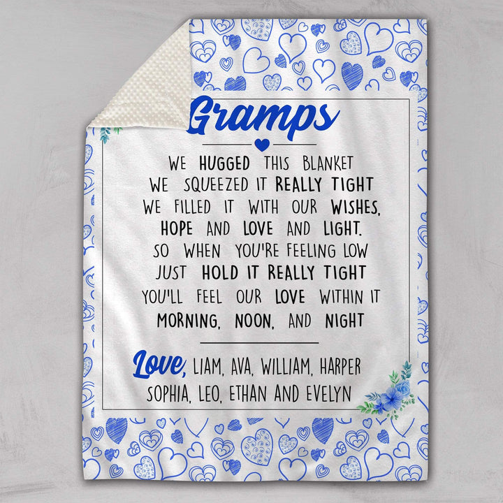 Personalised 75x100cm / Dark Blue / WE/OUR We Hugged This Personalised Deluxe Minky Blanket - Heart