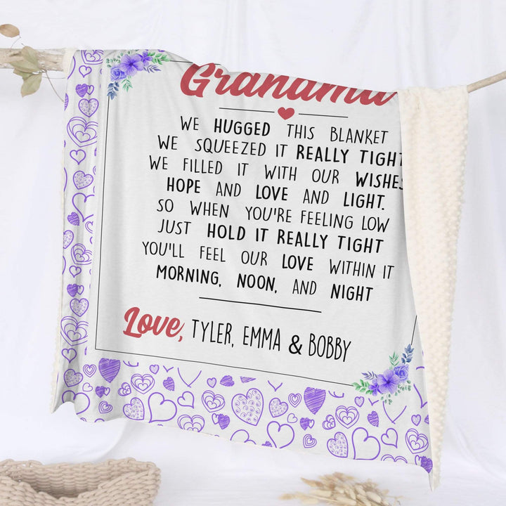 Personalised 75x100cm / Purple / WE/OUR We Hugged This Personalised Deluxe Minky Blanket - Heart