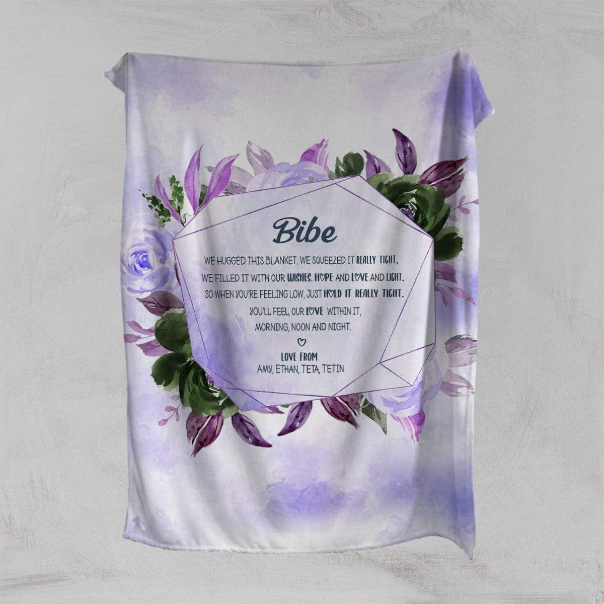 Personalised 75x100cm / Purple / We/Our We Squeezed It Tight Personalised Squiffy Minky Blanket