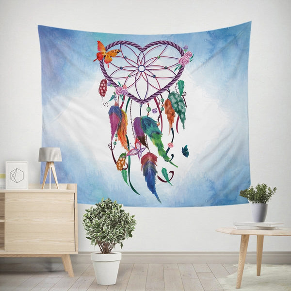 Blue Dreamcatcher Blue Heart Dreamcatcher Tapestry