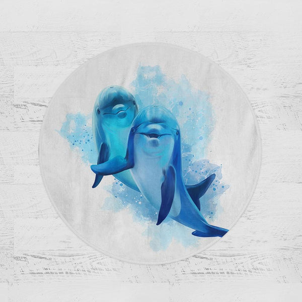 Dolphins Of The Sea Dolphins Of The Sea Round Minky Blanket