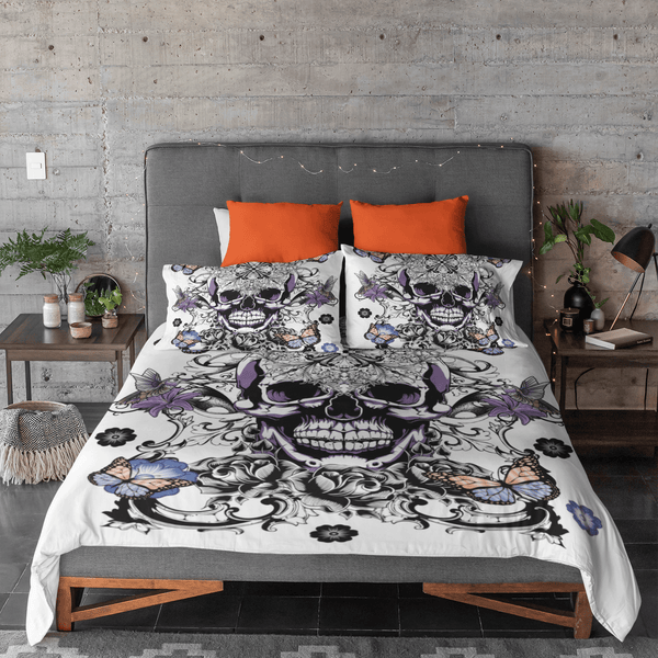 Butterfly Sugar Skull Butterfly Sugar Skull Quilt Cover Set