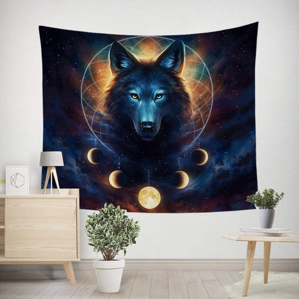 Galaxy Wolf Moon Dreamcatcher Galaxy Wolf Moon Dreamcatcher Tapestry