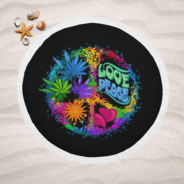 Hippie Love And Peace Hippie Love And Peace Lightweight Beach Towel