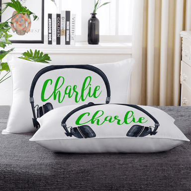 Custom Design Personalised 50x75cm / Green Headphone Personalised Pillow Cases